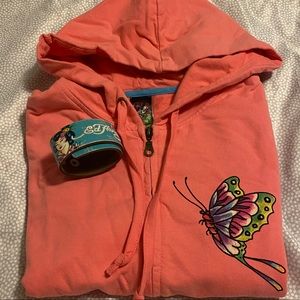 New ED HARDY Leather Cuff Bracelet & Hoodie Bundle